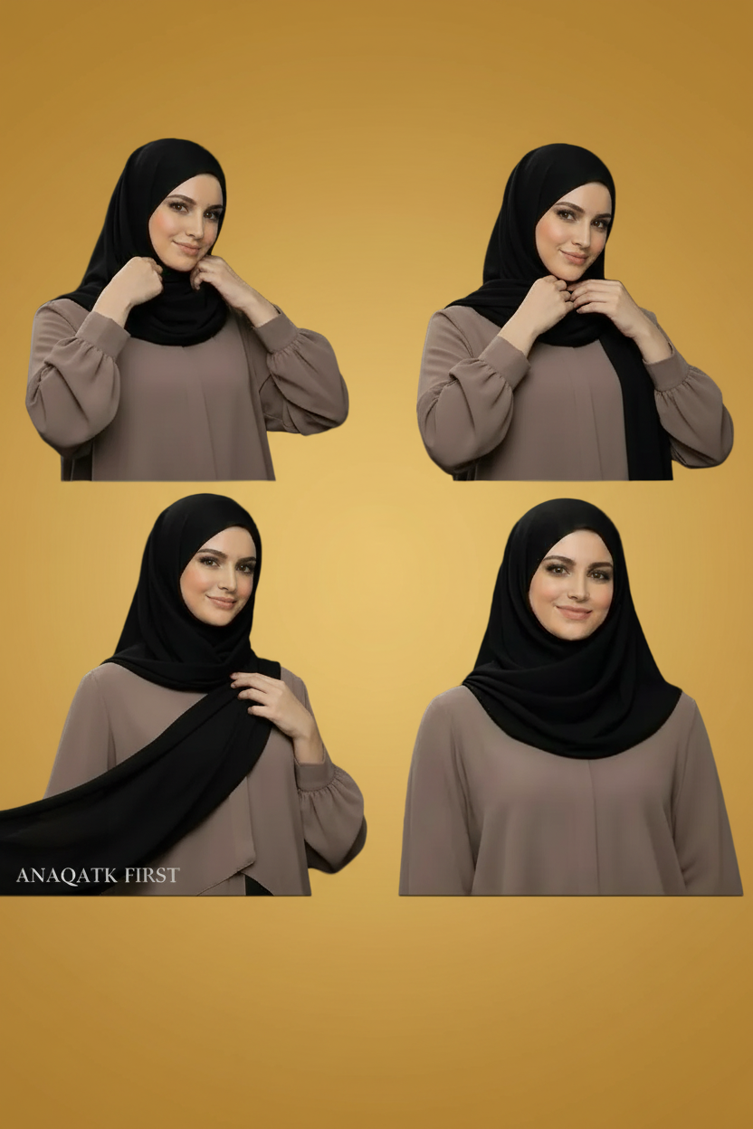Step-by-step guide on how to wear a hijab with a dark background