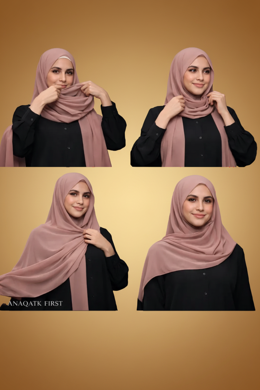 Step-by-step guide on how to wear a hijab with a black background
