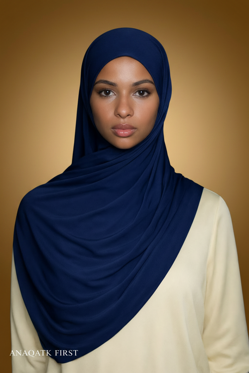 Lina — Liquid Jersey Hijab in Navy | Anaqatk First