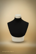 Black turtleneck on a mannequin bust against a white background