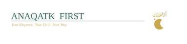Anaqatk First - emerald and gold logo with Arabic mark and crescent