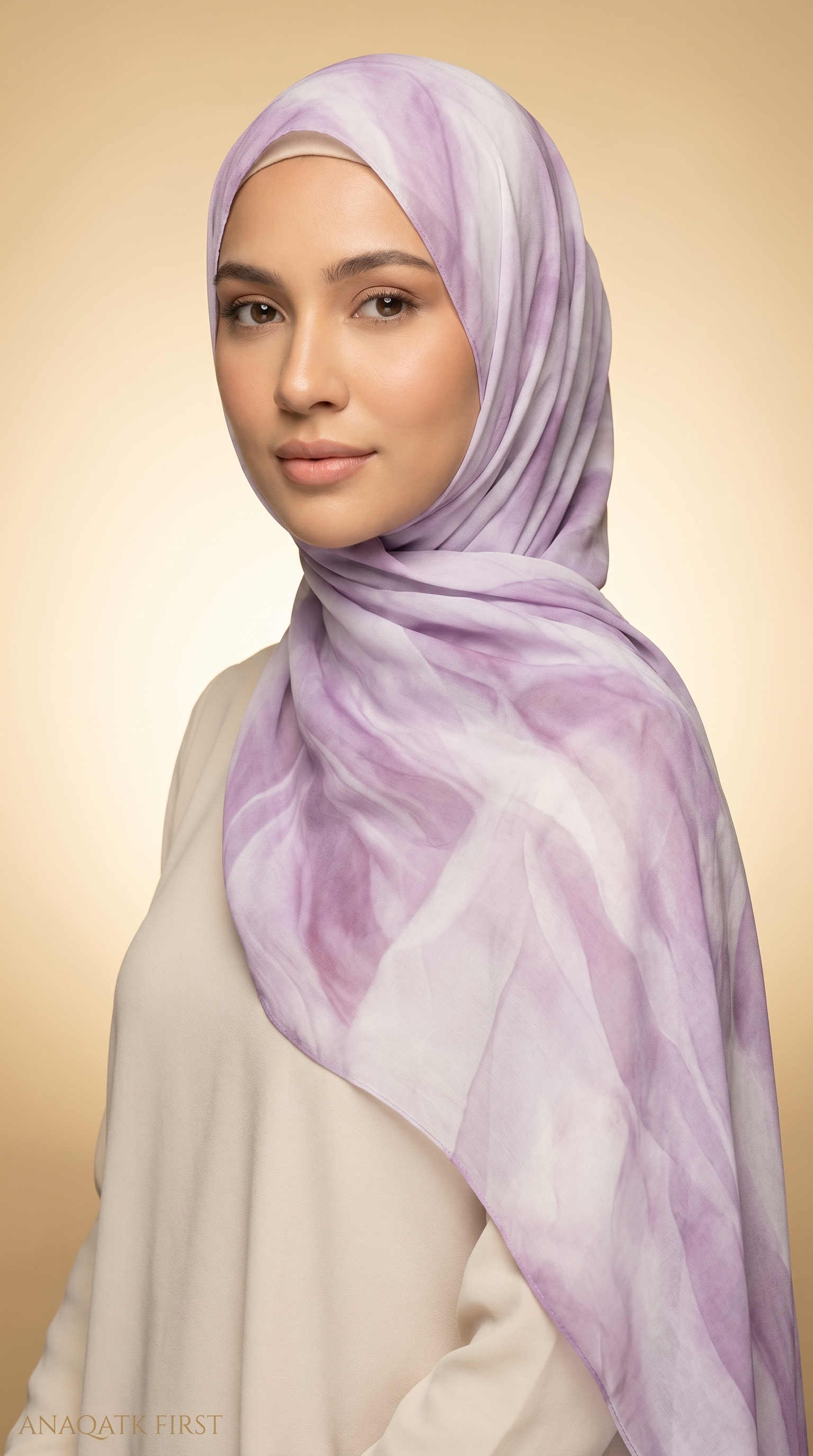 Model wearing Rania hijab in Lilac — Anaqatk First
