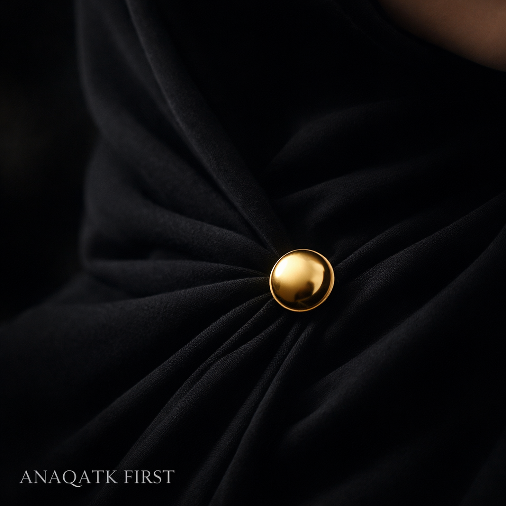 Sumud — The Steadfastness | Gold Magnetic Hijab Pin on Black Chiffon